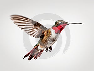 Ai Generated illustration Wildlife Concept of Isolated Ruby-throated Hummingbird