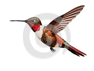 Ai Generated illustration Wildlife Concept of Isolated Ruby-throated Hummingbird