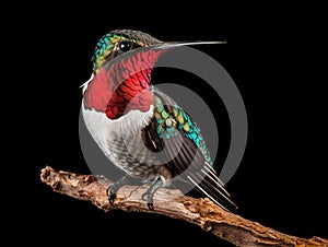 Ai Generated illustration Wildlife Concept of Isolated Ruby-throated Hummingbird