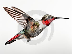 Ai Generated illustration Wildlife Concept of Isolated Ruby-throated Hummingbird