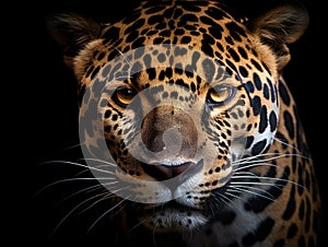 Ai Generated illustration Wildlife Concept of Jaguar face..