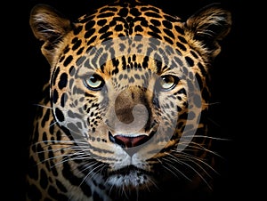 Ai Generated illustration Wildlife Concept of Jaguar face..