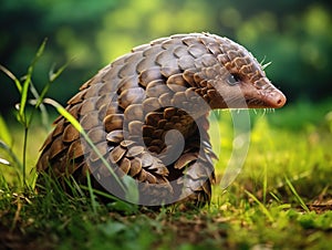 Ai Generated illustration Wildlife Concept of Java Pangolin manis javanica