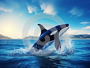 Ai Generated illustration Wildlife Concept of Killer whale tail