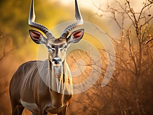 Ai Generated illustration Wildlife Concept of Kudu antelope Kruger National Park South Africa