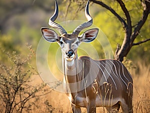 Ai Generated illustration Wildlife Concept of Kudu antelope Kruger National Park South Africa
