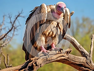 Ai Generated illustration Wildlife Concept of Lappet-faced vulture