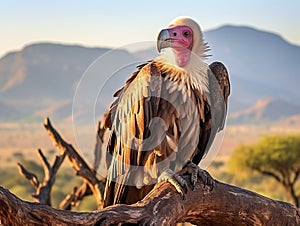 Ai Generated illustration Wildlife Concept of Lappet-faced vulture