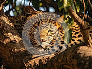Ai Generated illustration Wildlife Concept of Lazy leopard