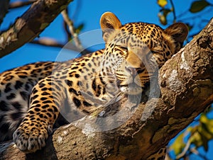 Ai Generated illustration Wildlife Concept of Lazy leopard