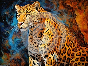 Ai Generated illustration Wildlife Concept of Leopard skin in chalks