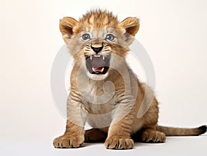 Ai Generated illustration Wildlife Concept of Lion Cub (3 months)