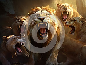 Ai Generated illustration Wildlife Concept of Lion s Bite