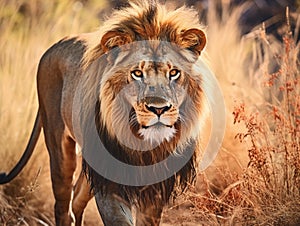 Ai Generated illustration Wildlife Concept of Lion in wild in Kruger South Africa