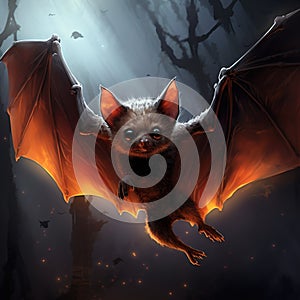 Ai Generated illustration Wildlife Concept of Little Red Flying Fox Bat