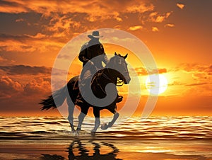 Ai Generated illustration Wildlife Concept of Lone rider