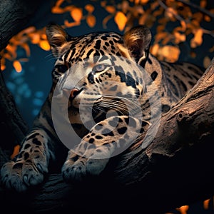 Ai Generated illustration Wildlife Concept of Lounging Leopard