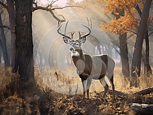 Ai Generated illustration Wildlife Concept of Massive Brow tined Whitetail Buck