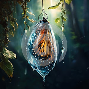 Ai Generated illustration Wildlife Concept of Monarch Chrysalis