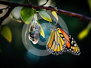 Ai Generated illustration Wildlife Concept of Monarch emerging