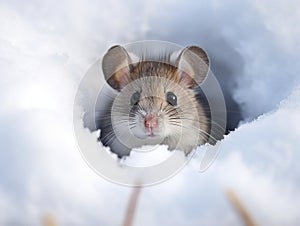 Ai Generated illustration Wildlife Concept of Mouse snow winter