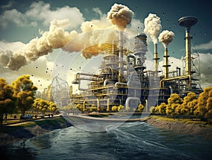 Ai Generated illustration Wildlife Concept of Natural Gas Industry