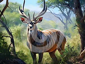 Ai Generated illustration Wildlife Concept of Nyala buck in South Africa