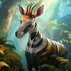 Ai Generated illustration Wildlife Concept of Okapi