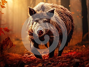 Ai Generated illustration Wildlife Concept of Old wild boar