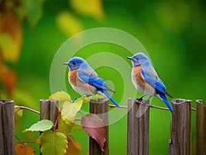 Ai Generated illustration Wildlife Concept of Pair of Eastern Bluebird