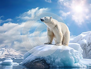 Ai Generated illustration Wildlife Concept of Polar Bear Balancing