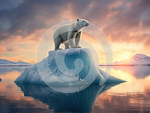 Ai Generated illustration Wildlife Concept of Polar Bear Balancing