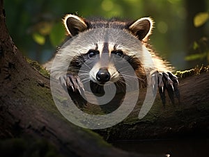 Ai Generated illustration Wildlife Concept of raccoon