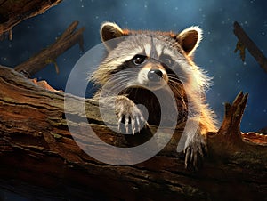 Ai Generated illustration Wildlife Concept of raccoon