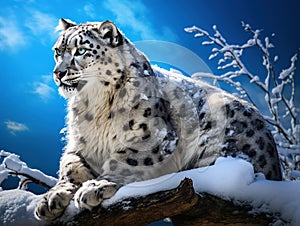 Ai Generated illustration Wildlife Concept of The Rare Snow Leopard