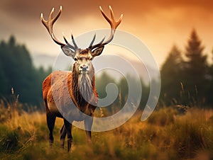 Ai Generated illustration Wildlife Concept of Red Deer grunt