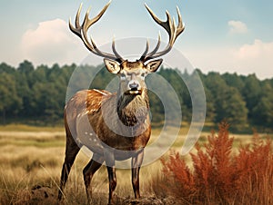 Ai Generated illustration Wildlife Concept of Red Deer grunt