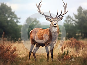 Ai Generated illustration Wildlife Concept of Red Deer grunt