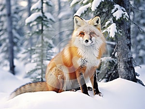 Ai Generated illustration Wildlife Concept of Red Fox Yukon Territories Canada