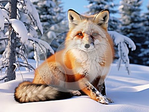 Ai Generated illustration Wildlife Concept of Red Fox Yukon Territories Canada