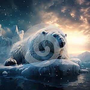 Ai Generated illustration Wildlife Concept of Resting polar bear