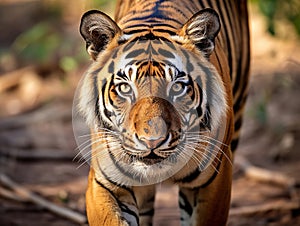 Ai Generated illustration Wildlife Concept of Royal bengal tiger closeup