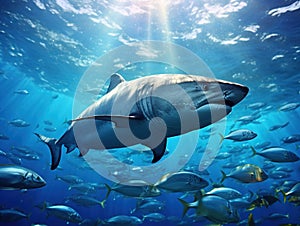 Ai Generated illustration Wildlife Concept of School of tuna