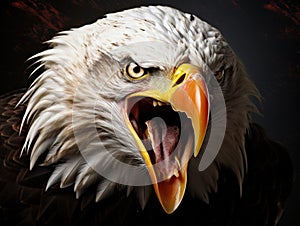 Ai Generated illustration Wildlife Concept of Screaming Bald Eagle