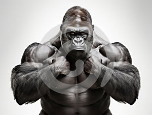 Ai Generated illustration Wildlife Concept of Silverback Gorilla