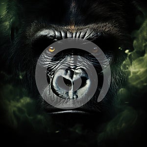 Ai Generated illustration Wildlife Concept of A Silverback Gorilla s face. photo