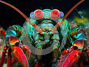 Ai Generated illustration Wildlife Concept of Smashing mantis shrimp