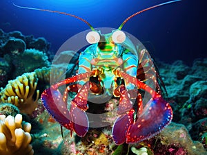 Ai Generated illustration Wildlife Concept of Smashing mantis shrimp
