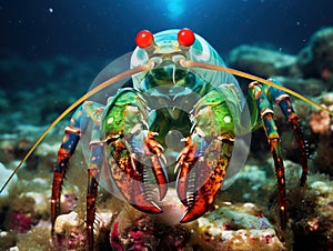 Ai Generated illustration Wildlife Concept of Smashing mantis shrimp