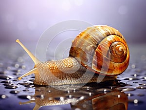 Ai Generated illustration Wildlife Concept of The Snail Slow and Slimey